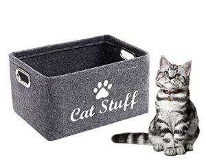 geyecete cat apparel & accessories/cat toys/pet supplies storage basket/bin with handles, collapsible & convenient storage solution for office, bedroom, closet, toys, laundry(grey)