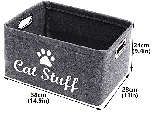 Geyecete Cat Apparel & Accessories/Cat Toys/Pet Supplies Storage Basket/Bin with Handles, Collapsible & Convenient Storage Solution for Office, Bedroom, Closet, Toys, Laundry(Grey)