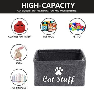 Geyecete Cat Apparel & Accessories/Cat Toys/Pet Supplies Storage Basket/Bin with Handles, Collapsible & Convenient Storage Solution for Office, Bedroom, Closet, Toys, Laundry(Grey)