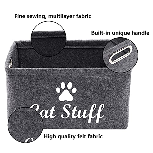 Geyecete Cat Apparel & Accessories/Cat Toys/Pet Supplies Storage Basket/Bin with Handles, Collapsible & Convenient Storage Solution for Office, Bedroom, Closet, Toys, Laundry(Grey)