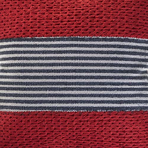 LR Home Nautical Striped Throw Pillow Area Rug, 20" x 20", Red/Blue