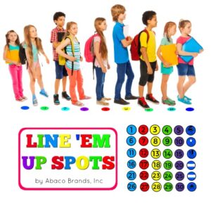 original line em up spots | 36 pack of 4" multicolored numbers for classroom tile and cement floors | no scuffing or peeling! made with 3m subway adhesive! | preschool, elementary, teachers, decals, classroom must haves