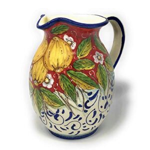 CERAMICHE D'ARTE PARRINI - Italian Pottery Art Pottery Pitcher Vino Vine gal 0,264 Hand Painted Decorated Lemons Made in ITALY Tuscan Florence