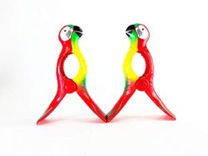 c&h solutions parrot flip style beach towel clips jumbo size for beach chair, cruise beach patio, pool accessories for chairs, household clip, baby stroller