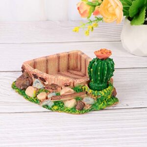 POPETPOP Reptile Resin Corner Water Dish - Reptile Corner Bowl for Tortoise Lizard Bearded Dragon Frog Leopard Gecko Snake Chameleon - Cactus