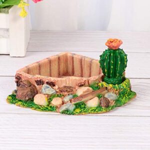 POPETPOP Reptile Resin Corner Water Dish - Reptile Corner Bowl for Tortoise Lizard Bearded Dragon Frog Leopard Gecko Snake Chameleon - Cactus