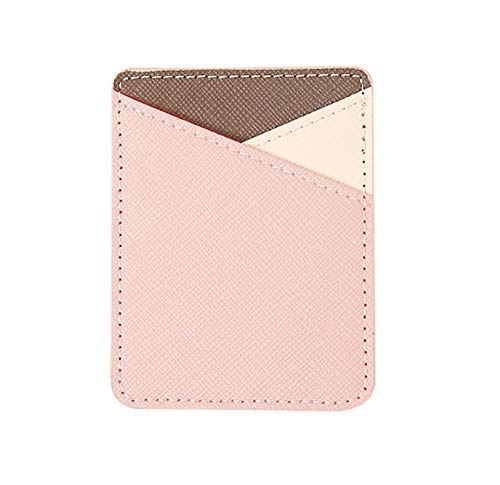 lenoup PU Leather Stick on Cell Phone Wallet,Cell Phone Card Holder Phone Pocket for Credit Card, Business Card ID and Keys(Beige)