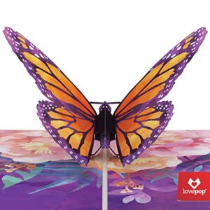 lovepop monarch butterfly pop up card, 5x7-3d greeting card, birthday pop up card, spring & nature card, card for mom or wife, pop up anniversary card, thinking of you