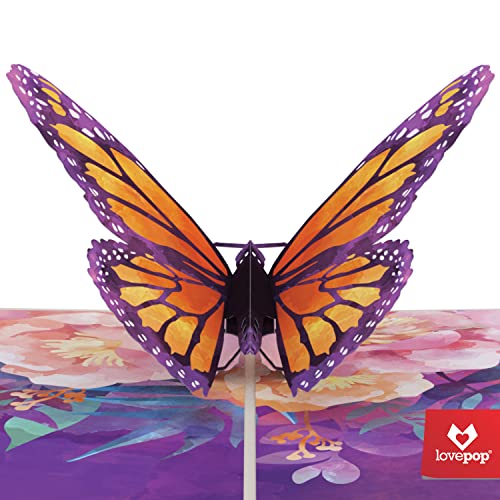 Lovepop Monarch Butterfly Pop Up Card, 5x7-3D Greeting Card, Birthday Pop Up Card, Spring & Nature Card, Card for Mom or Wife, Pop Up Anniversary Card, Thinking of You