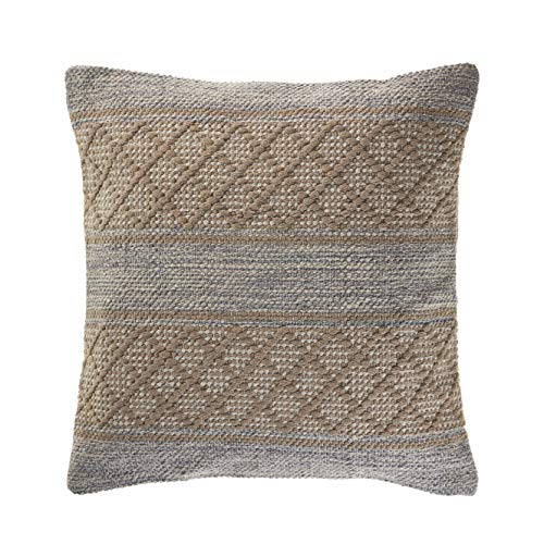 LR Home Criss Cross Throw Pillow Area Rug, 20" x 20", Beige/Gray