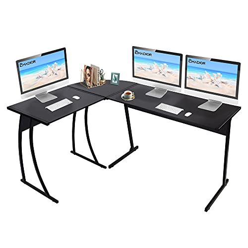 CHADIOR L Shaped Corner Computer Gaming Desk 58" L x 44" W Modern Workstation Table for Small Space Home Office, Black