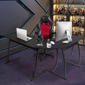 CHADIOR L Shaped Corner Computer Gaming Desk 58" L x 44" W Modern Workstation Table for Small Space Home Office, Black