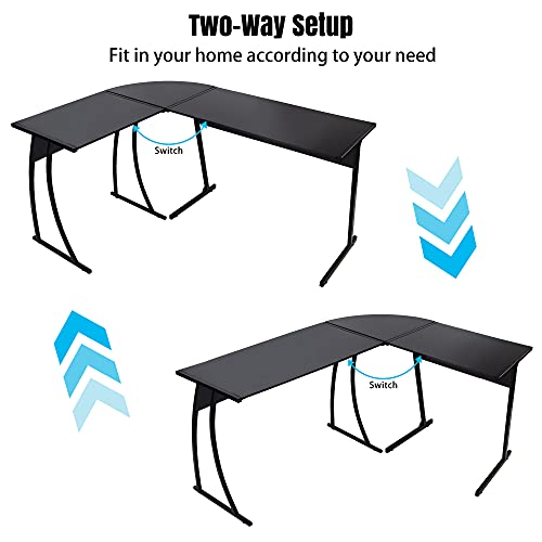 CHADIOR L Shaped Corner Computer Gaming Desk 58" L x 44" W Modern Workstation Table for Small Space Home Office, Black