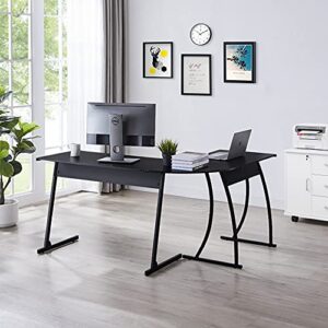 CHADIOR L Shaped Corner Computer Gaming Desk 58" L x 44" W Modern Workstation Table for Small Space Home Office, Black