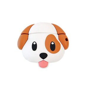 tou-beguin cute wireless charging earphone case compatible with airpods 1/2, cartoon spotted puppy design soft silicone full body protective skin cover with hook
