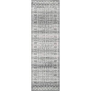 nuLOOM Melina Distressed Grecian Runner Rug, 2' x 6', Grey