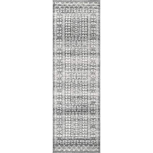 nuLOOM Melina Distressed Grecian Runner Rug, 2' x 6', Grey