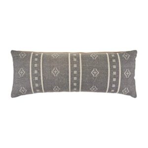 lr home embroidered throw pillow, 1 count (pack of 1), frost gray/cream