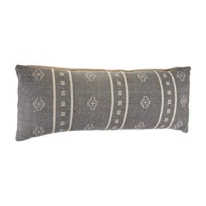 LR Home Embroidered Throw Pillow, 1 Count (Pack of 1), Frost Gray/Cream