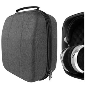 geekria shield case for large-sized over-ear headphones, replacement protective hard shell travel carrying bag with cable storage, compatible with hifiman he 6se, he 1000, audeze (drak grey)