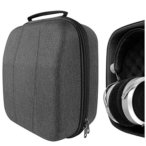 Geekria Shield Case for Large-Sized Over-Ear Headphones, Replacement Protective Hard Shell Travel Carrying Bag with Cable Storage, Compatible with HiFiMAN HE 6se, HE 1000, Audeze (Drak Grey)