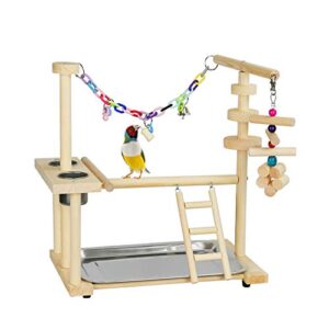exttlliy parrots bird playground birdcage playstand play gym parakeet playpen ladder with feeder cup bird toys swing chew toy