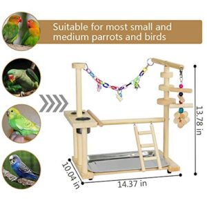 Exttlliy Parrots Bird Playground Birdcage Playstand Play Gym Parakeet Playpen Ladder with Feeder Cup Bird Toys Swing Chew Toy