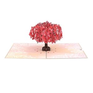 lovepop mother's day red sakura pop up card - 3d card, pop up mother's day card, tree card, card for mom, mother's day card for wife, 3d mother's day, popup greeting cards