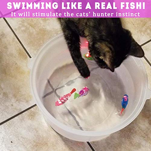 Swimming Robot Fish Cat Toy, Interactive Fish Cat Toys For Indoor Cats Play, Cat Enrichment Electronic Cat Stuff Kitty Exercise Toys Fish with LED Light to Stimulate Your Cat's Hunter Instincts (8pcs)