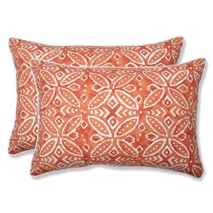 pillow perfect outdoor/indoor merida pimento oversized lumbar pillows, 24.5" x 16.5", orange, 2 count