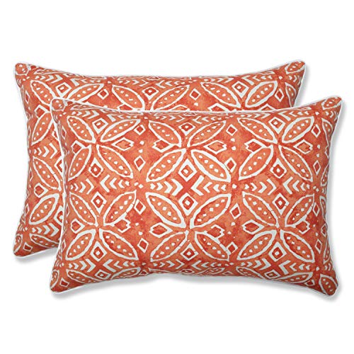 Pillow Perfect Outdoor/Indoor Merida Pimento Oversized Lumbar Pillows, 24.5" x 16.5", Orange, 2 Count