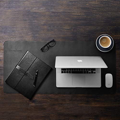 Gallaway Leather Desk Mat,Desk Writing Pad - Office Desk Pad, Large 36" x 17" Black, Desk Mats on Top of Desks, Gift Ready Elegant Computer Desk Mat Desk Cover Desk Pad Protector PU Leather