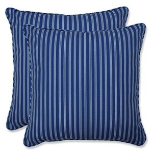 pillow perfect outdoor/indoor resort stripe blue throw pillows, 18.5" x 18.5", 2 count