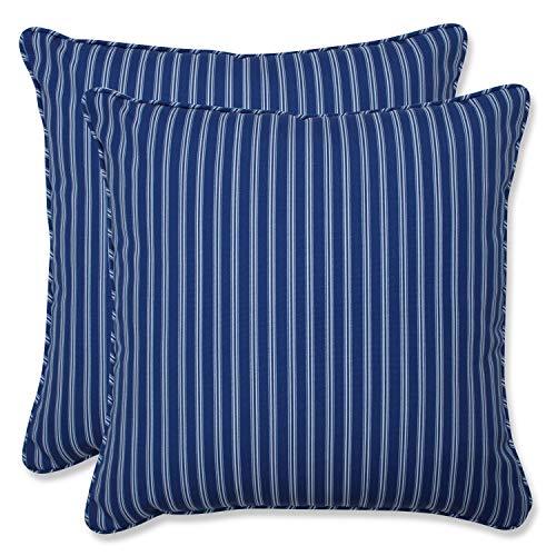 Pillow Perfect Outdoor/Indoor Resort Stripe Blue Throw Pillows, 18.5" x 18.5", 2 Count