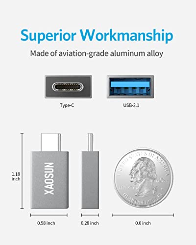 XAOSUN [10Gbps] USB C to USB Adapter (2 Pack), 3.1 USB C to USB A Adapter, Support Superfast Data Sync(OTG) & Fast Charging, Fit for MacBook Pro, MacBook Air, iPad Pro, Galaxy, Moto, Nintendo Switch