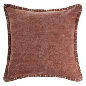 lr home clay throw pillow with embroidered edges area rug, 24" x 24"