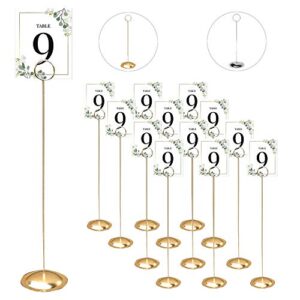 hohiya 12 pcs table number holders 12 inch place card holder stands brass gold tall for photos food signs memo notes weddings restaurants birthdays party