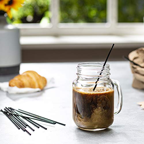 [1000 Bulk Pack] 7 Inch Plastic Sip Stirrers/Straws - Disposable Stir Sticks for Coffee & Cocktail - Black