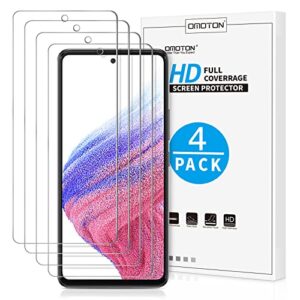 omoton [4 pack] screen protector compatible with samsung galaxy a53 5g - easy installation/bubble free/tempered glass for galaxy a53/ a52 series