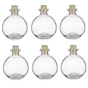 nakpunar 6 pcs spherical glass bottles with cork bottle stopper (6, 8.5 oz clear)