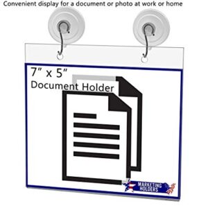 7” x 5” Window Holder Sign Pack of 2 with Suction Cups and Hanging Hooks Hours of Operation Horizontal Frame Ad Picture Notice Warning Party Advertisement Prices Signage By Marketing Holders