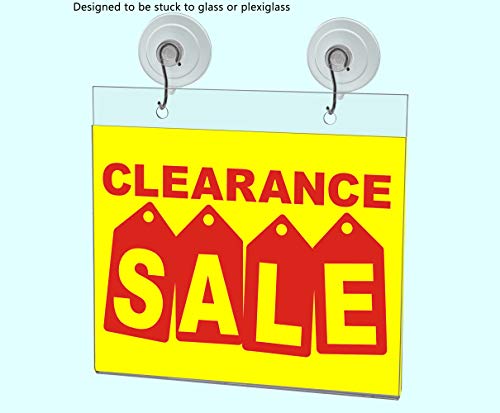 7” x 5” Window Holder Sign Pack of 2 with Suction Cups and Hanging Hooks Hours of Operation Horizontal Frame Ad Picture Notice Warning Party Advertisement Prices Signage By Marketing Holders