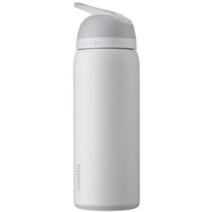owala flip insulated stainless steel water bottle with straw and locking lid for sports and travel, bpa-free, 32-ounce, shy marshmallow