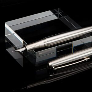 HongDian Stainless Steel Fountain Pen Extra Fine Nib with Converter and Metal Pen Box