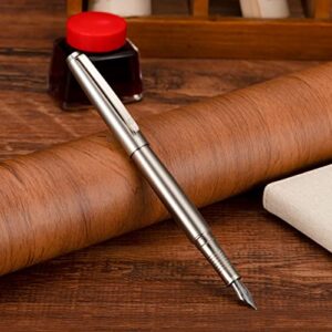 HongDian Stainless Steel Fountain Pen Extra Fine Nib with Converter and Metal Pen Box