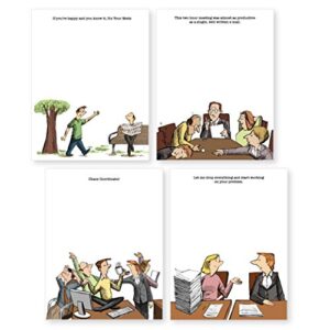 motivation without borders 4 notepads with funny office humor | perfect novelty gift for coworker, friend or family | 4.25" x 5.5" with 50 sheets per pad