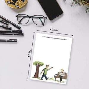 Motivation Without Borders 4 Notepads with Funny Office Humor | Perfect novelty gift for coworker, friend or family | 4.25" x 5.5" with 50 sheets per pad