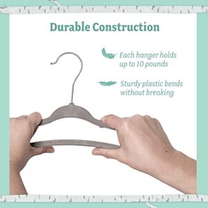 Baby Nest Designs Kids Plastic Velvet Hangers, Children Non-Slip Hangers Dividers for Nursery Closet Organizer - 15 Pack