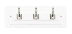 hickory hardware catania collection coat rack/hook rail 3 coat and hat hooks 12 inch long white with satin nickel finish