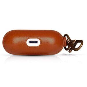 Dreem Om Vegan Leather AirPods Pro Case Cover with Keychain Clip for Women and Men/Apple 1st Generation, One Piece Hard Shell, Protective, Luxury, Funda para Airpods - Caramel